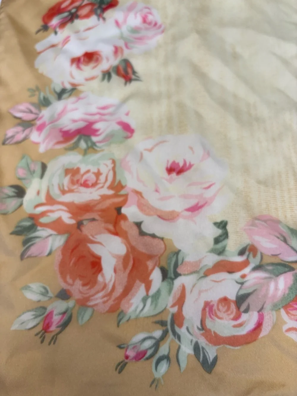 Cream Floral Square Polyester Scarf 21
